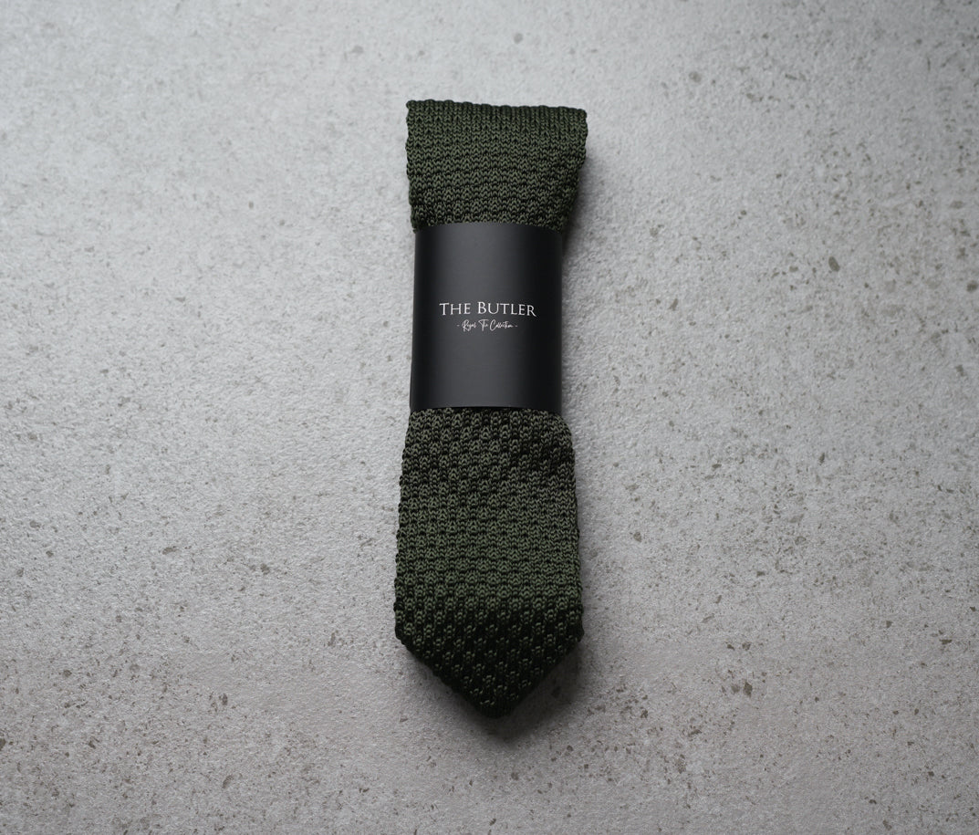 The Butler Sri Lanka Jarvis Pine Green Knitted Necktie - Vibrant Pine Green with Lovely Texture for Timeless Elegance