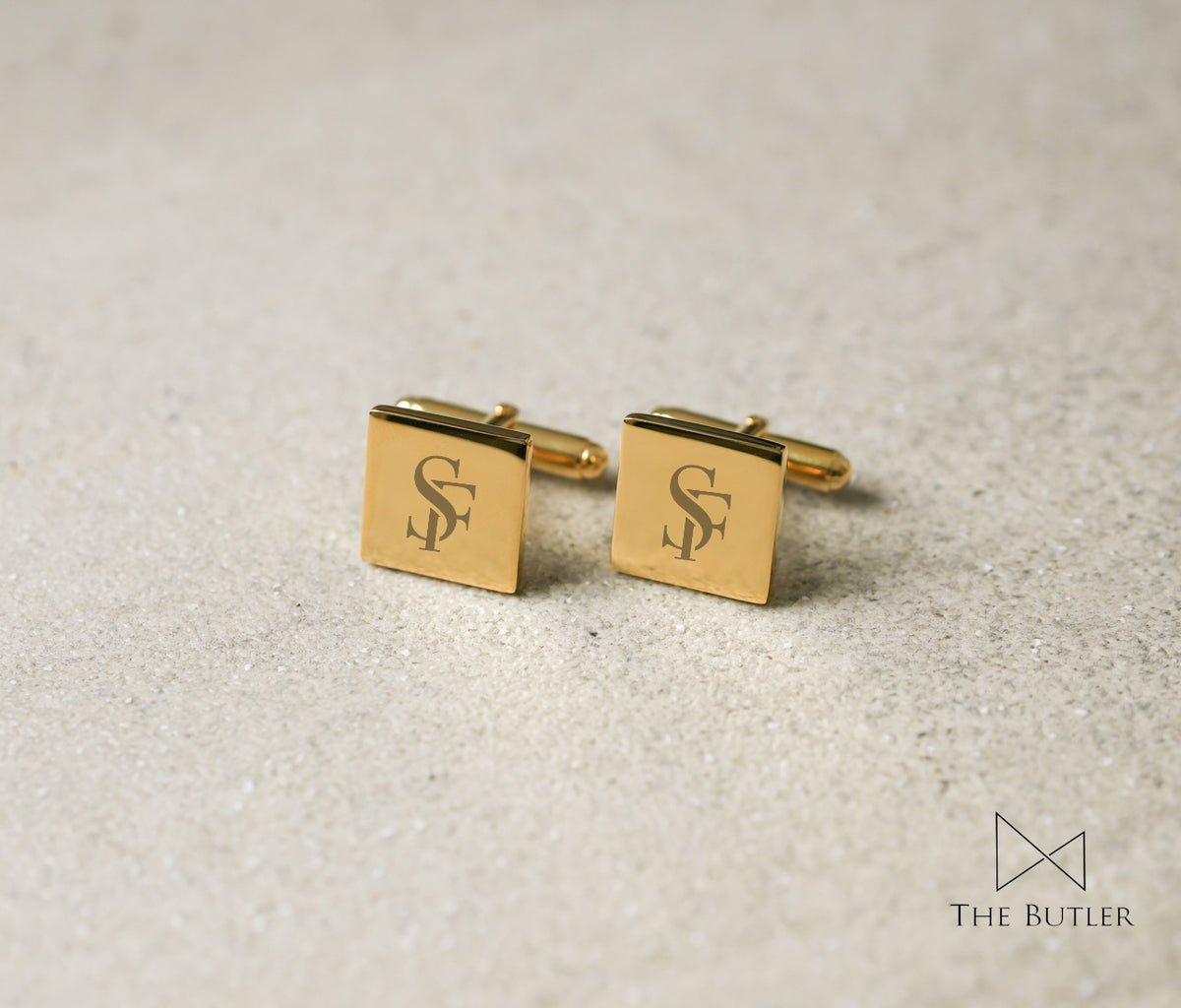 Personalized Cufflinks Silver 925 - Gold Square