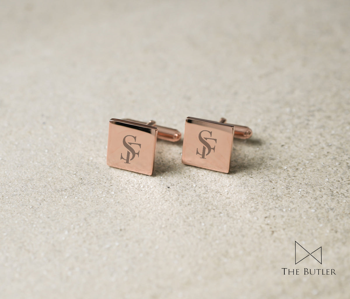 Personalized Cufflinks Silver 925 - Rose Gold Square