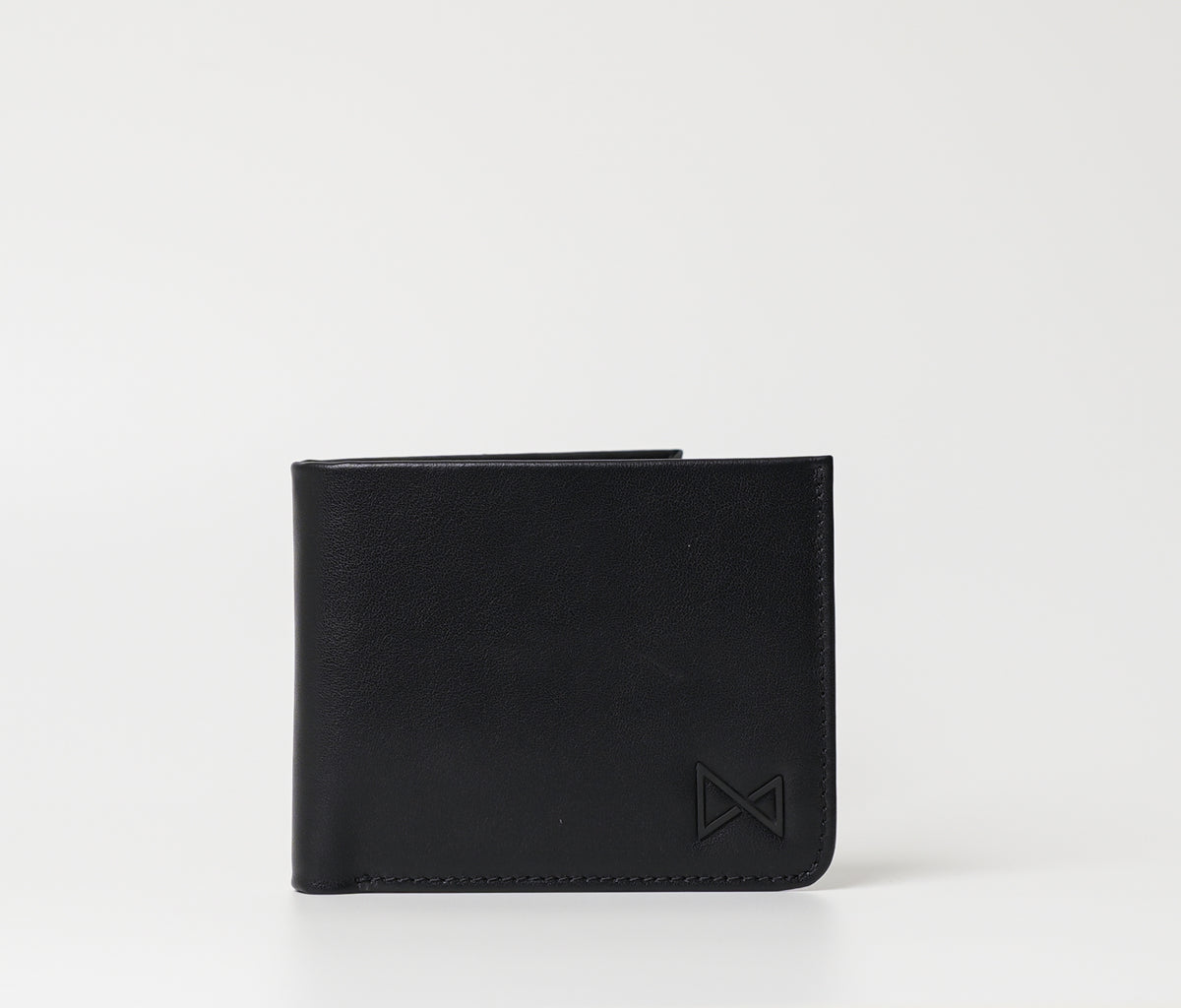 The Butler Sri Lanka Chadwick Black Bifold Wallet - Gloss and Matte Black Italian Leather with 6 Card Slots and 2 Cash Compartments